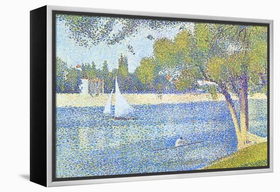 The Seine by the Island of Jatte in Spring-Georges Seurat-Framed Stretched Canvas