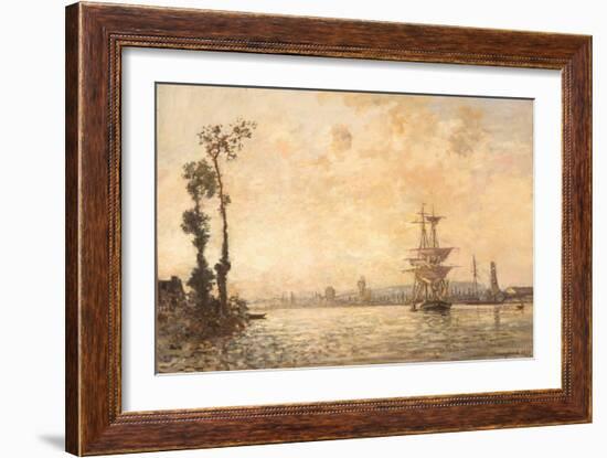 The Seine near Rouen, 1865 (Oil on Canvas)-Johan-Barthold Jongkind-Framed Giclee Print