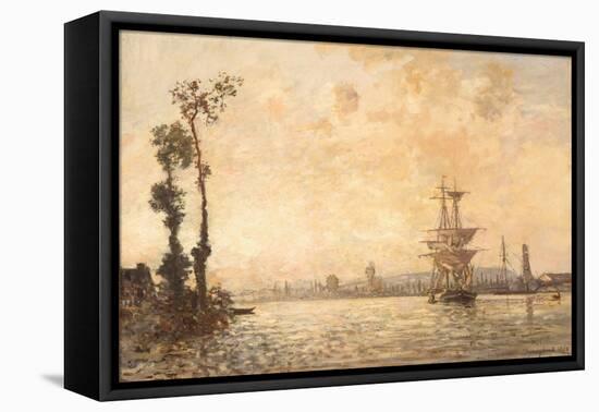 The Seine near Rouen, 1865 (Oil on Canvas)-Johan-Barthold Jongkind-Framed Premier Image Canvas