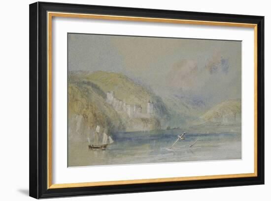 The Seine near Tancarville, C.1832 (W/C with Gouache and Pen & Ink on Paper)-Joseph Mallord William Turner-Framed Giclee Print