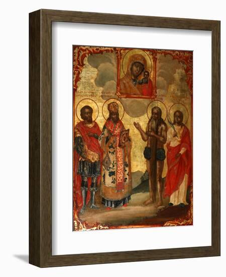 The Selected Saints before the Icon of Our Lady of Kazan, Late 18th Cent.-Evfimy Denisov-Framed Giclee Print