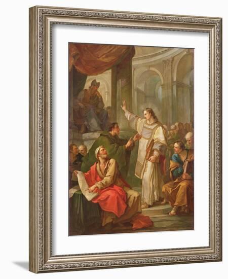 The Sermon of St. Stephen, 1745 (Oil on Canvas)-Charles Joseph Natoire-Framed Giclee Print