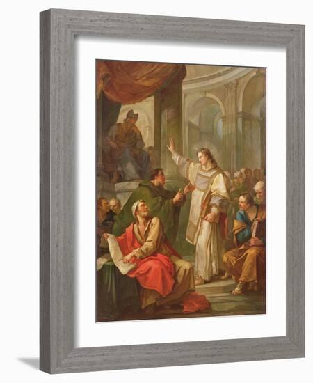 The Sermon of St. Stephen, 1745 (Oil on Canvas)-Charles Joseph Natoire-Framed Giclee Print