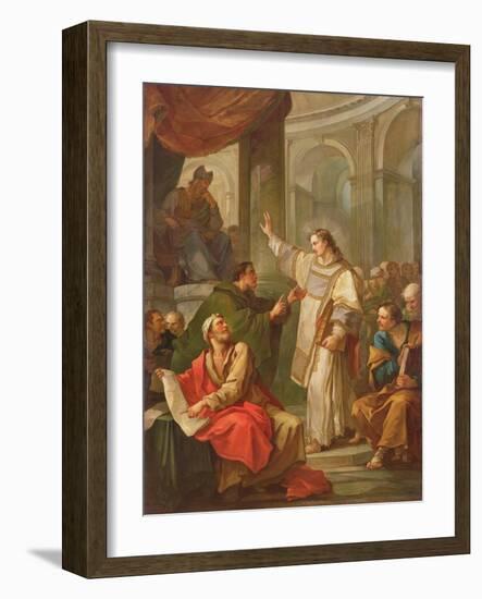 The Sermon of St. Stephen, 1745 (Oil on Canvas)-Charles Joseph Natoire-Framed Giclee Print