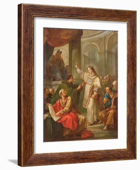 The Sermon of St. Stephen, 1745 (Oil on Canvas)-Charles Joseph Natoire-Framed Giclee Print