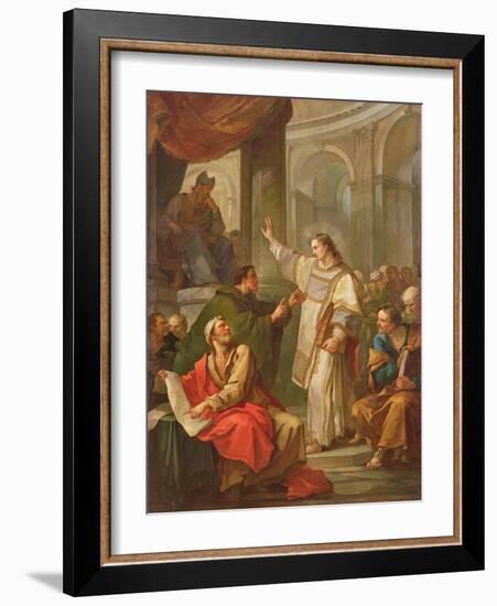 The Sermon of St. Stephen, 1745 (Oil on Canvas)-Charles Joseph Natoire-Framed Giclee Print