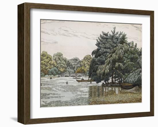 The Serpentine, Hyde Park, 1939 (Watercolour, Pen and Black Ink)-Charles Ginner-Framed Giclee Print