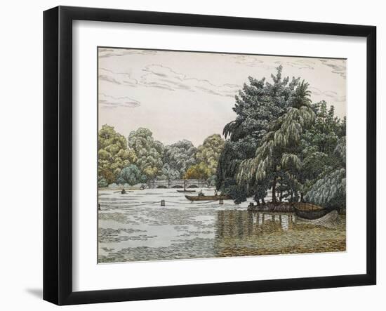 The Serpentine, Hyde Park, 1939 (Watercolour, Pen and Black Ink)-Charles Ginner-Framed Giclee Print