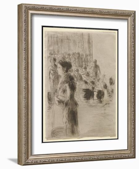 The Servant Girl Marketing, 1888 (Etching & Drypoint on Paper)-Camille Pissarro-Framed Giclee Print