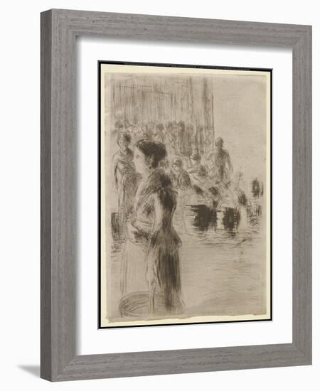 The Servant Girl Marketing, 1888 (Etching & Drypoint on Paper)-Camille Pissarro-Framed Giclee Print