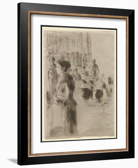The Servant Girl Marketing, 1888 (Etching & Drypoint on Paper)-Camille Pissarro-Framed Giclee Print