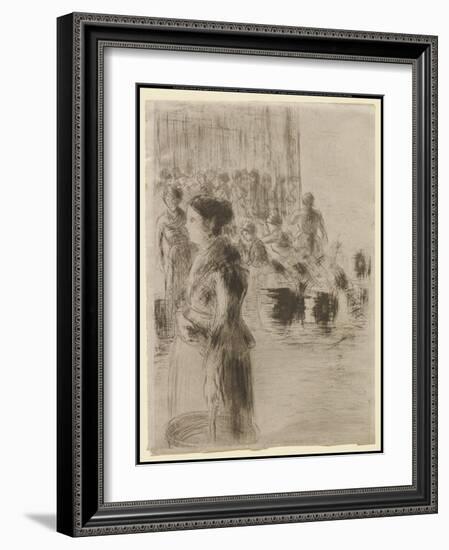 The Servant Girl Marketing, 1888 (Etching & Drypoint on Paper)-Camille Pissarro-Framed Giclee Print