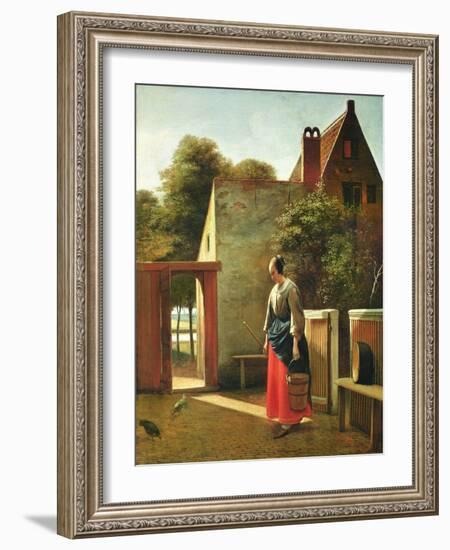 The Servant in the Courtyard, C.1660 (Oil on Canvas)-Pieter de Hooch-Framed Giclee Print