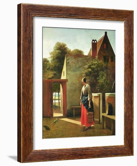 The Servant in the Courtyard, C.1660 (Oil on Canvas)-Pieter de Hooch-Framed Giclee Print