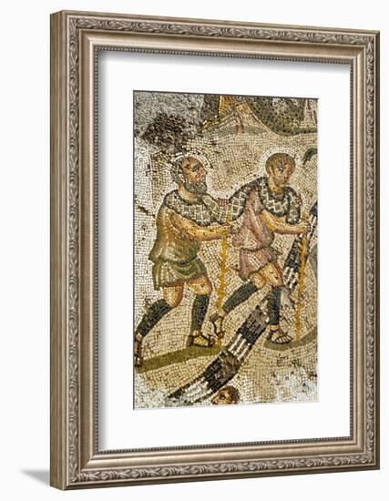 The servants, Mosaic, New House Of Hunt, Bulla Regia Archaeological Site-Nico Tondini-Framed Photographic Print