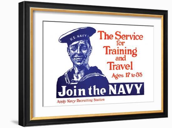 The Service for Training and Trave, Join the Navy, c.1917-James Montgomery Flagg-Framed Art Print