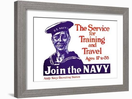 The Service for Training and Trave, Join the Navy, c.1917-James Montgomery Flagg-Framed Art Print