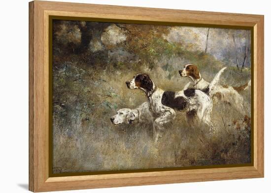 The Setters Three, Bob, Bill and Ginger on a Triple Point, 1927-Percival Leonard Rosseau-Framed Premier Image Canvas