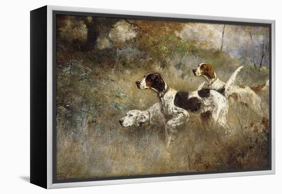 The Setters Three, Bob, Bill and Ginger on a Triple Point, 1927-Percival Leonard Rosseau-Framed Premier Image Canvas