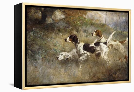 The Setters Three, Bob, Bill and Ginger on a Triple Point, 1927-Percival Leonard Rosseau-Framed Premier Image Canvas