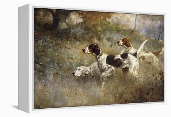 The Setters Three, Bob, Bill and Ginger on a Triple Point, 1927-Percival Leonard Rosseau-Framed Premier Image Canvas