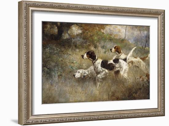 The Setters Three, Bob, Bill and Ginger on a Triple Point, 1927-Percival Leonard Rosseau-Framed Giclee Print