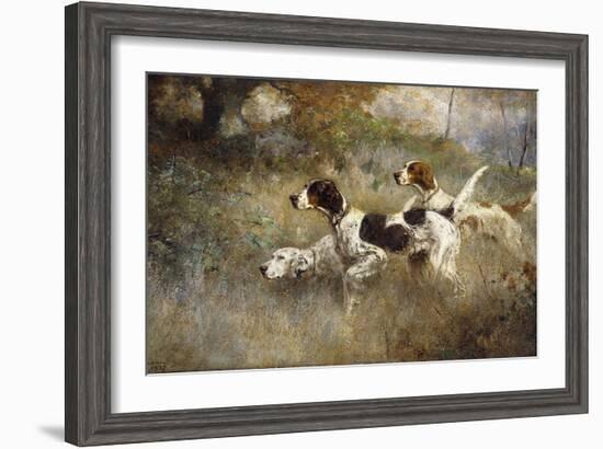 The Setters Three, Bob, Bill and Ginger on a Triple Point, 1927-Percival Leonard Rosseau-Framed Giclee Print