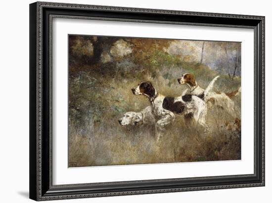 The Setters Three, Bob, Bill and Ginger on a Triple Point, 1927-Percival Leonard Rosseau-Framed Giclee Print