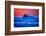 The setting sun and large winter waves breaking off the north coast of Kauai, Hawaii-Mark A Johnson-Framed Photographic Print