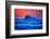 The setting sun and large winter waves breaking off the north coast of Kauai, Hawaii-Mark A Johnson-Framed Photographic Print