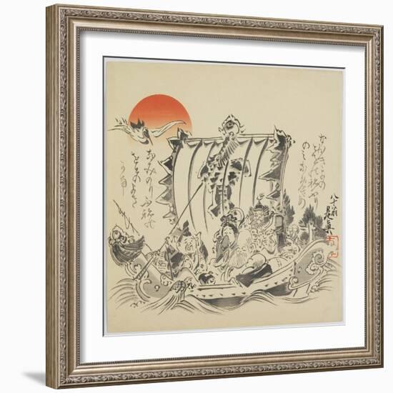 The Seven Gods of Good Fortune in Treasure Ship, C. 1887-Shibata Zeshin-Framed Giclee Print