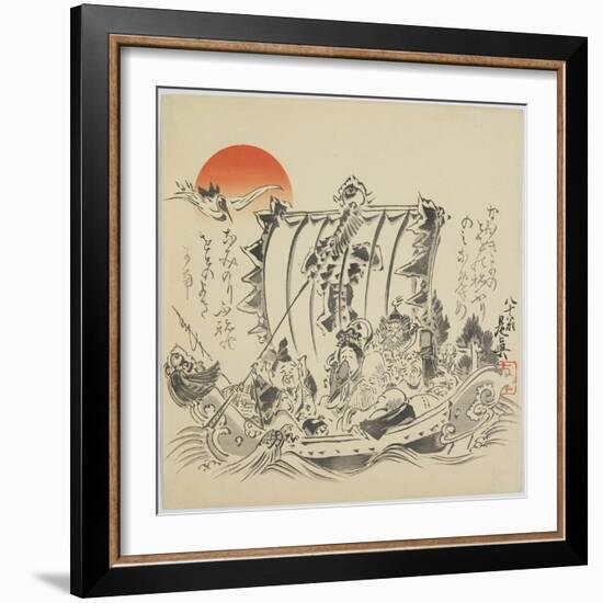 The Seven Gods of Good Fortune in Treasure Ship, C. 1887-Shibata Zeshin-Framed Giclee Print
