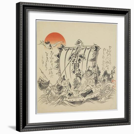 The Seven Gods of Good Fortune in Treasure Ship, C. 1887-Shibata Zeshin-Framed Giclee Print