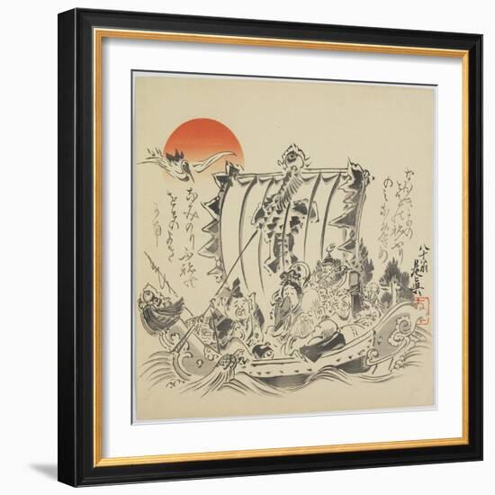 The Seven Gods of Good Fortune in Treasure Ship, C. 1887-Shibata Zeshin-Framed Giclee Print