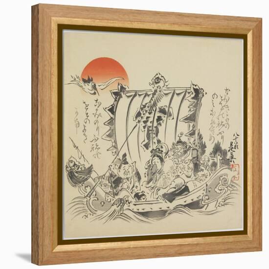 The Seven Gods of Good Fortune in Treasure Ship, C. 1887-Shibata Zeshin-Framed Premier Image Canvas