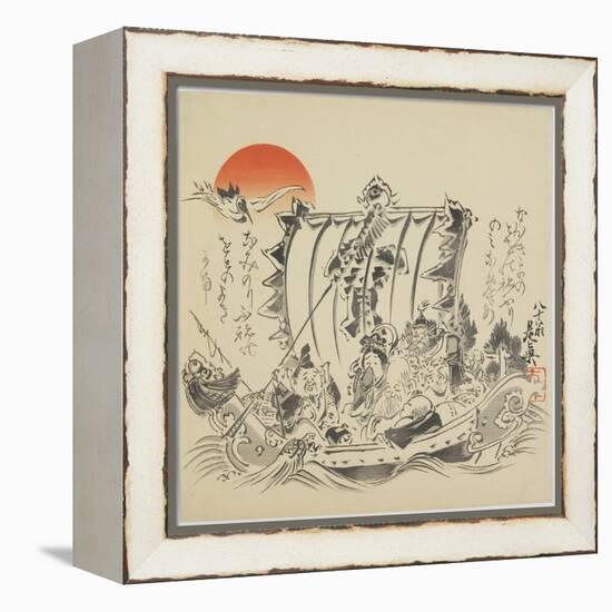 The Seven Gods of Good Fortune in Treasure Ship, C. 1887-Shibata Zeshin-Framed Premier Image Canvas