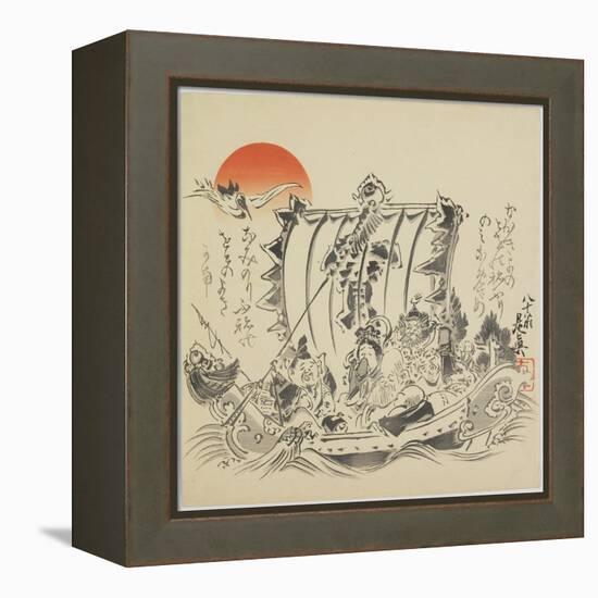 The Seven Gods of Good Fortune in Treasure Ship, C. 1887-Shibata Zeshin-Framed Premier Image Canvas