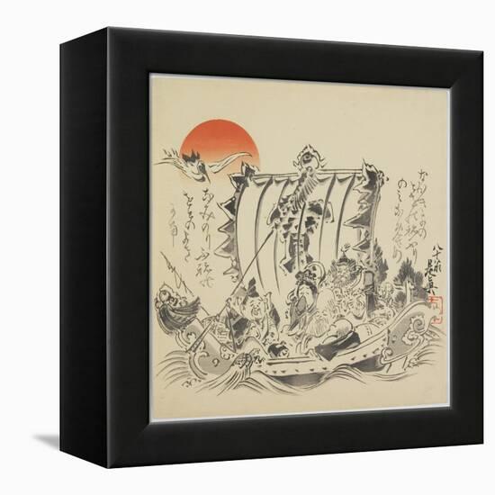 The Seven Gods of Good Fortune in Treasure Ship, C. 1887-Shibata Zeshin-Framed Premier Image Canvas