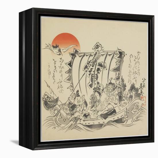 The Seven Gods of Good Fortune in Treasure Ship, C. 1887-Shibata Zeshin-Framed Premier Image Canvas