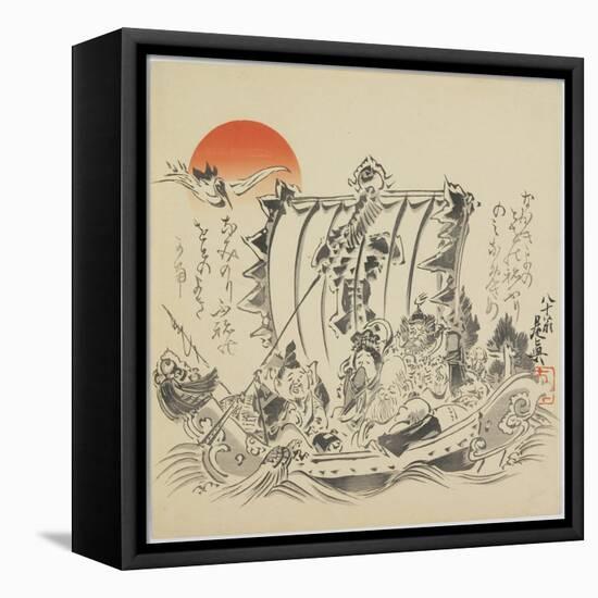 The Seven Gods of Good Fortune in Treasure Ship, C. 1887-Shibata Zeshin-Framed Premier Image Canvas