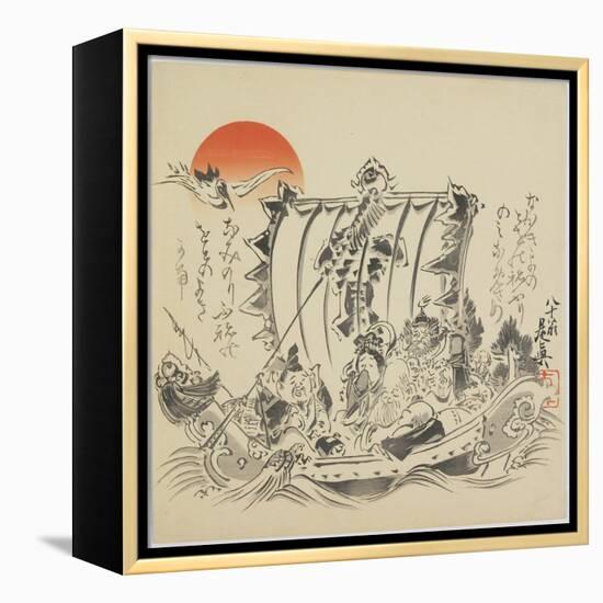 The Seven Gods of Good Fortune in Treasure Ship, C. 1887-Shibata Zeshin-Framed Premier Image Canvas