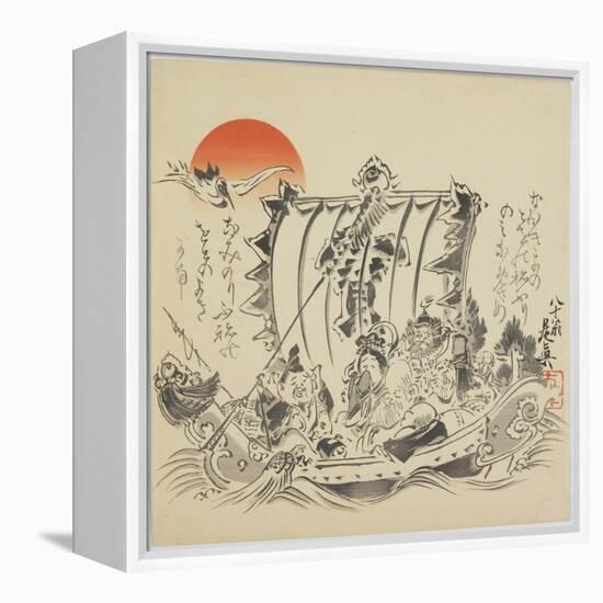 The Seven Gods of Good Fortune in Treasure Ship, C. 1887-Shibata Zeshin-Framed Premier Image Canvas