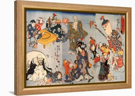 The Seven Gods of Good Fortune-Kuniyoshi Utagawa-Framed Premier Image Canvas