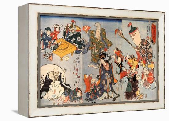 The Seven Gods of Good Fortune-Kuniyoshi Utagawa-Framed Premier Image Canvas