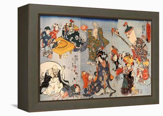 The Seven Gods of Good Fortune-Kuniyoshi Utagawa-Framed Premier Image Canvas