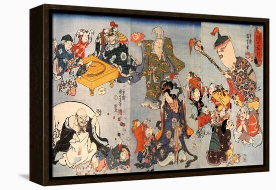 The Seven Gods of Good Fortune-Kuniyoshi Utagawa-Framed Premier Image Canvas