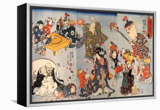 The Seven Gods of Good Fortune-Kuniyoshi Utagawa-Framed Premier Image Canvas