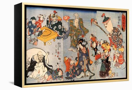 The Seven Gods of Good Fortune-Kuniyoshi Utagawa-Framed Premier Image Canvas
