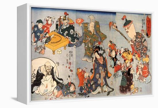 The Seven Gods of Good Fortune-Kuniyoshi Utagawa-Framed Premier Image Canvas