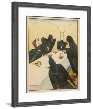 The Seven Ravens (Seven Brothers Transformed by a Wicked Spell) Sit at the Dinner Table-Willy Planck-Framed Giclee Print